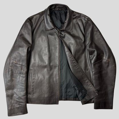 Neil Barrett AW00 Leather Moto Backpack Jacket - M/L | O/S, Brown