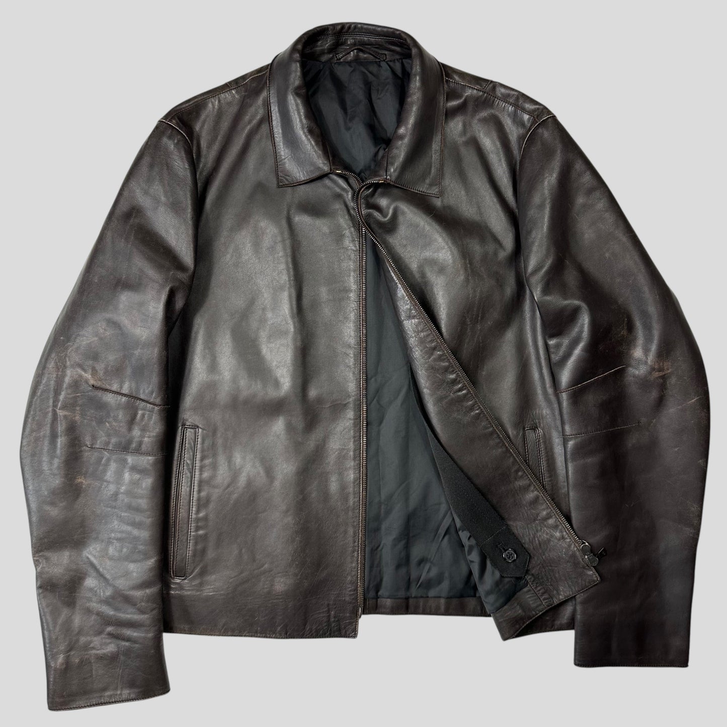 Neil Barrett AW00 Leather Moto Backpack Jacket - M/L | O/S, Brown