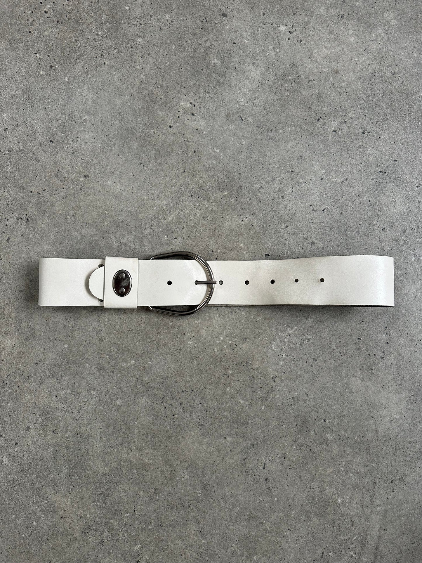 Vintage 1990s Chrome Chunky Leather Belt - W27-34