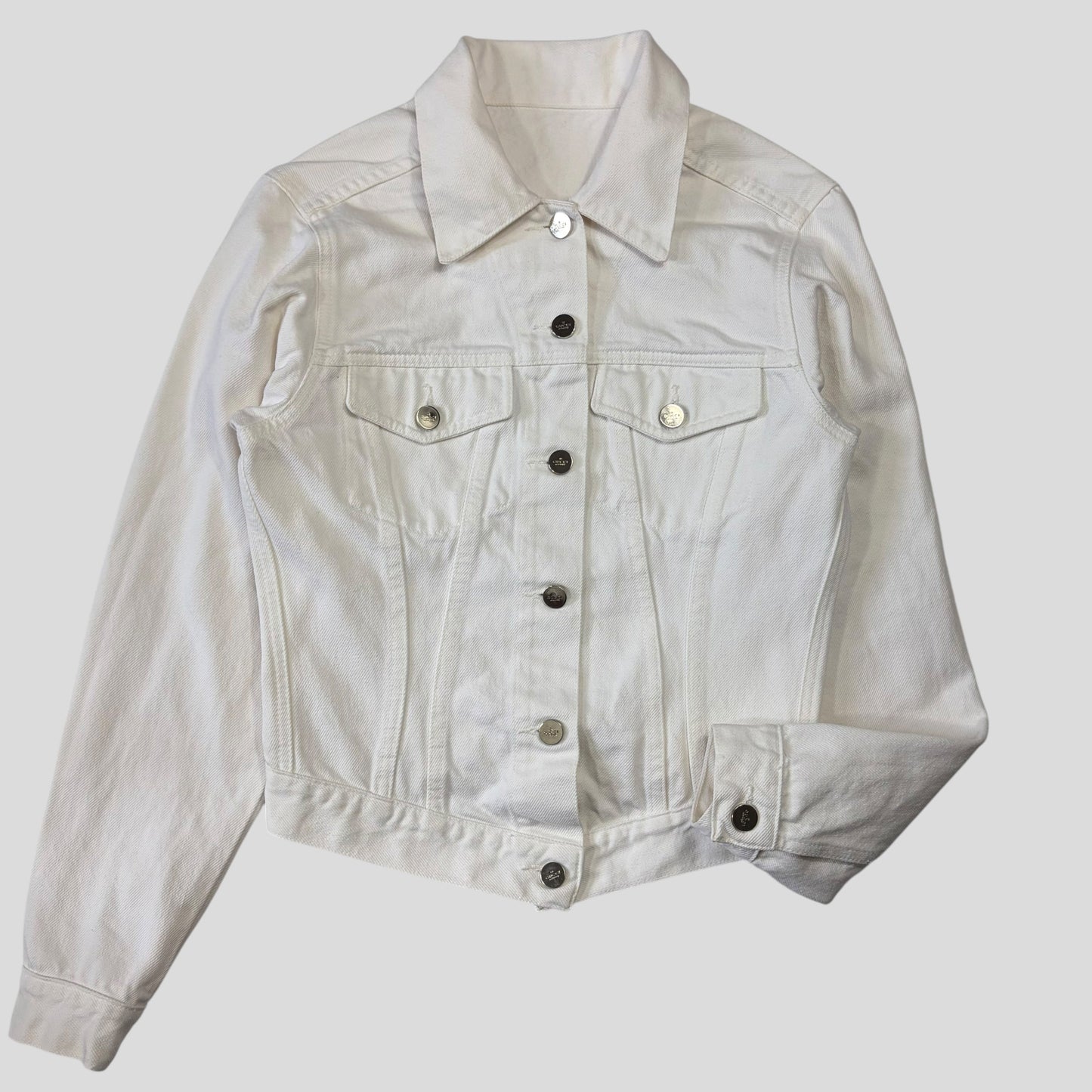 Gucci by Tom Ford 1999 White Denim Cropped Front Drop Jacket - IT40 | O/S, White