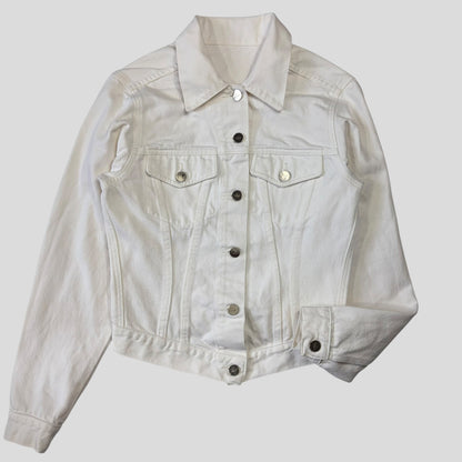 Gucci by Tom Ford 1999 White Denim Cropped Front Drop Jacket - IT40 | O/S, White
