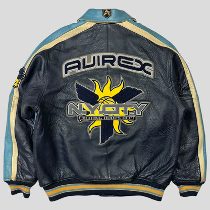 Avirex 90’s NYC Exciting Hoops Quilted Leather Varsity Jacket - XL | Default Title, Multicoloured