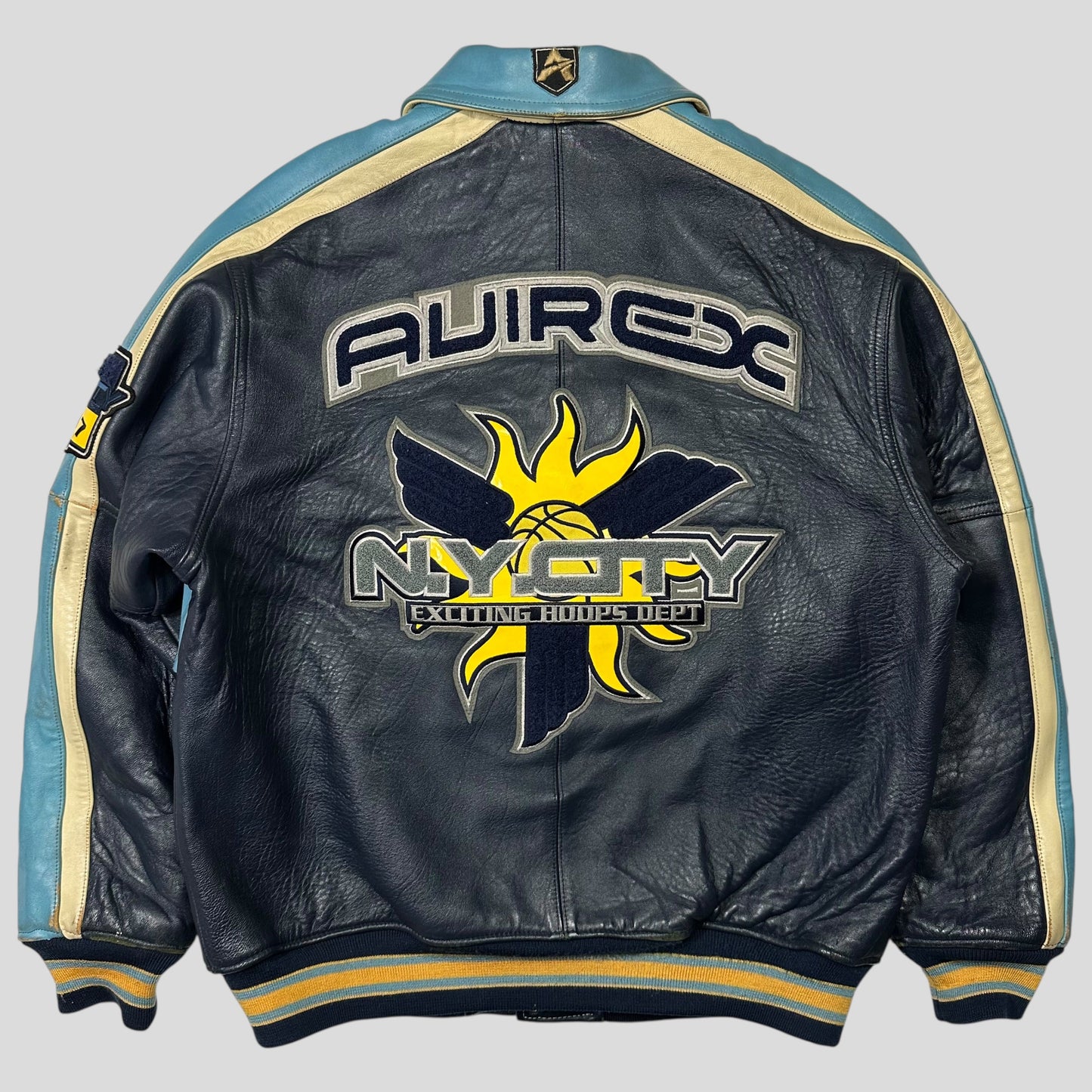 Avirex 90’s NYC Exciting Hoops Quilted Leather Varsity Jacket - XL | Default Title, Multicoloured