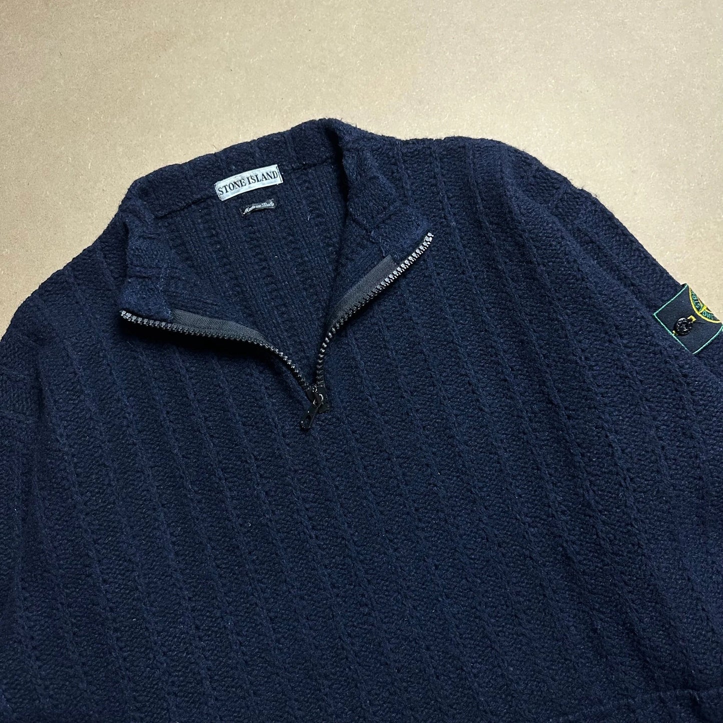 A/W 1995 Oil Black 1/4 Zip Knitted Pullover Sweater