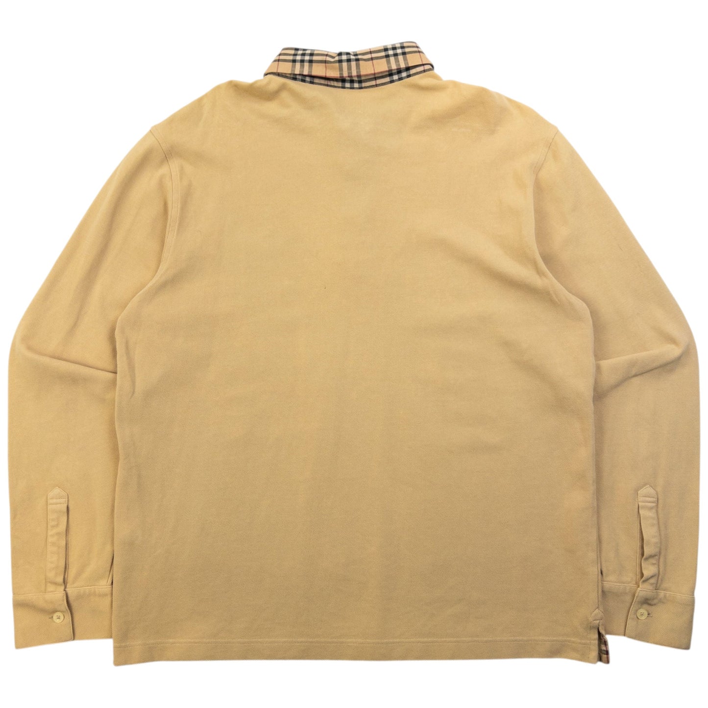 Vintage 2000s Burberry Nova Check Collar Long Sleeve Polo Shirt Size S | Small, Beige