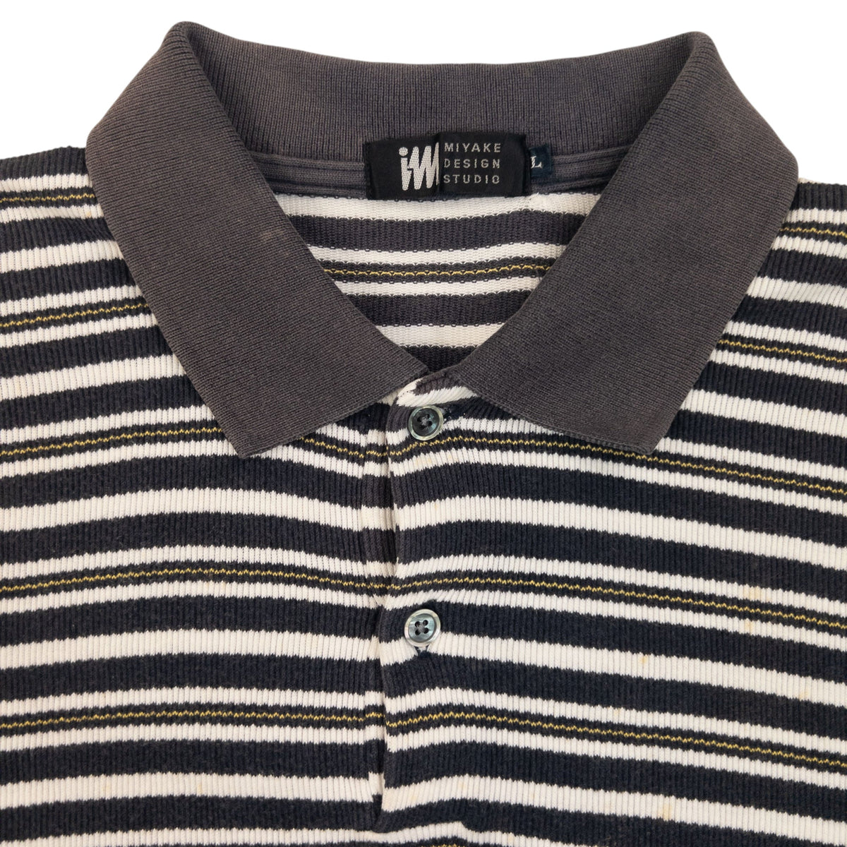 Vintage 2000s Issey Miyake Striped Polo Shirt Womens Size L | Large, Grey