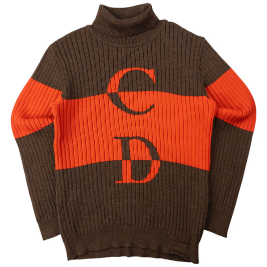 Vintage Dior Sports Ribbed Knit Turtleneck Jumper Womens Size S