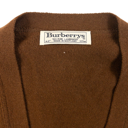 Vintage 90s Burberry Wool Cardigan Size M | Medium, Brown