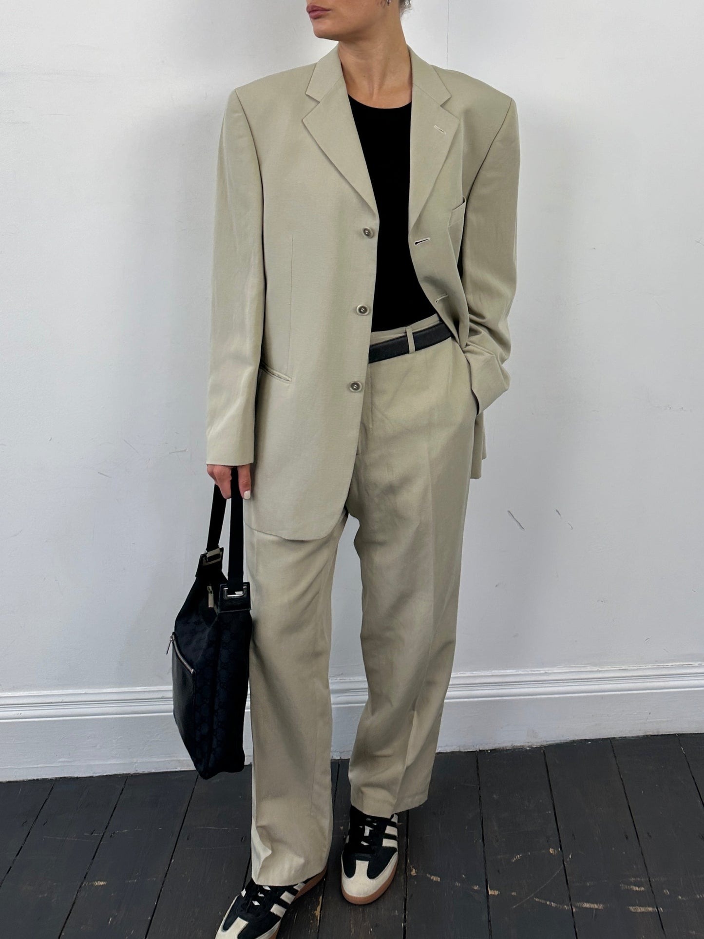 Vintage Linen Blend Single Breasted Suit - 42R/W34