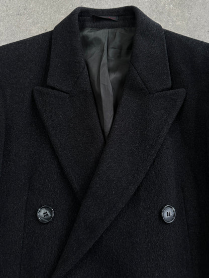Vintage 1980s Pure Wool Double Breasted Coat - L