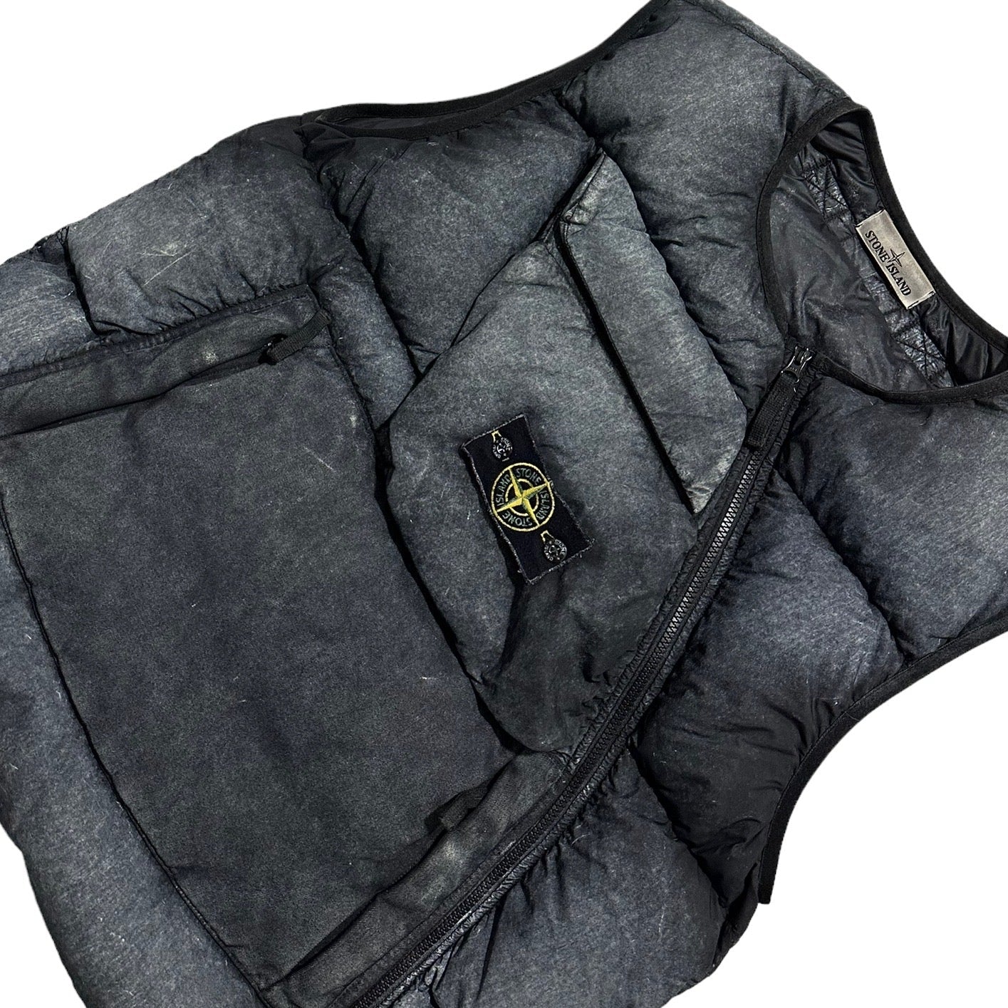 Stone Island Frost Tela Nylon Down Vest with Asymmetrical Zip