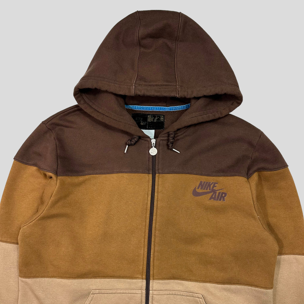 Nike Air AW04 Heavyweight Cotton Striped Hoodie - M | Brown