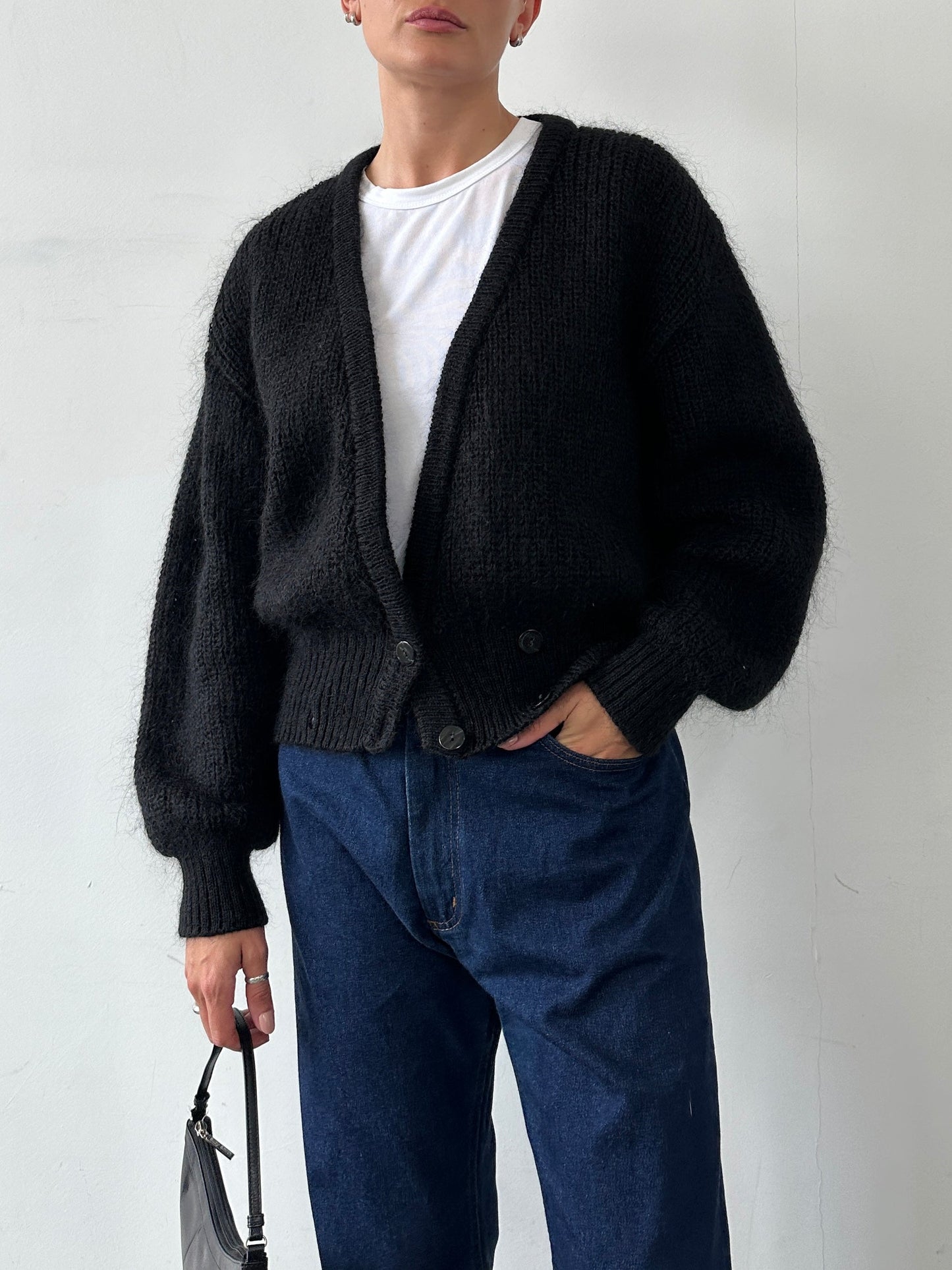 St Michael British 90s Mohair Double Breasted Cardigan - M/L