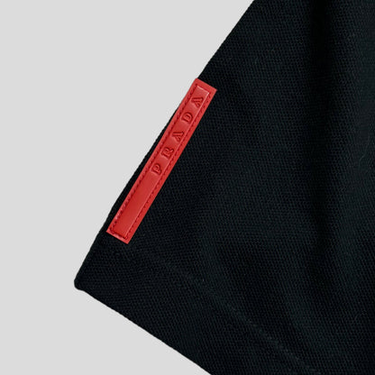 Prada Sport 2009 Red Tab Black Polo Shirt - XL