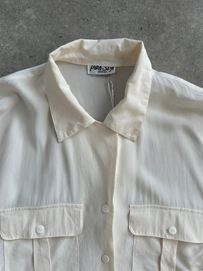 Vintage 1990s Pure Silk Minimal Shirt - M