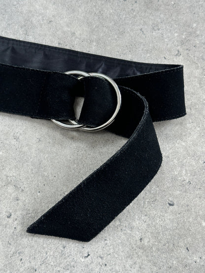 Vintage Chrome Ring Suede Belt - XS-M