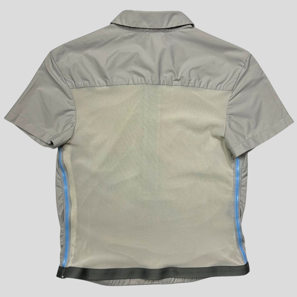 Prada Sport SS00 Mesh Panelled Gel Seam Nylon 1/2 Shirt - M | Grey