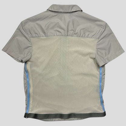 Prada Sport SS00 Mesh Panelled Gel Seam Nylon 1/2 Shirt - M | Grey