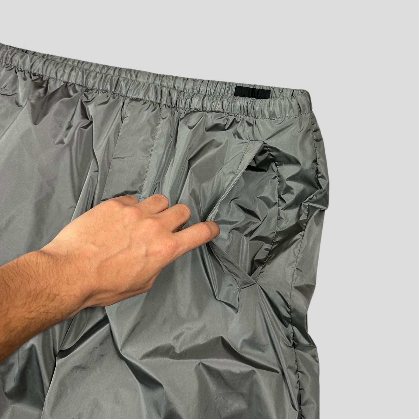 Prada 2024 Light Technical Nylon Baggy Plaque Logo Trousers - L/XL