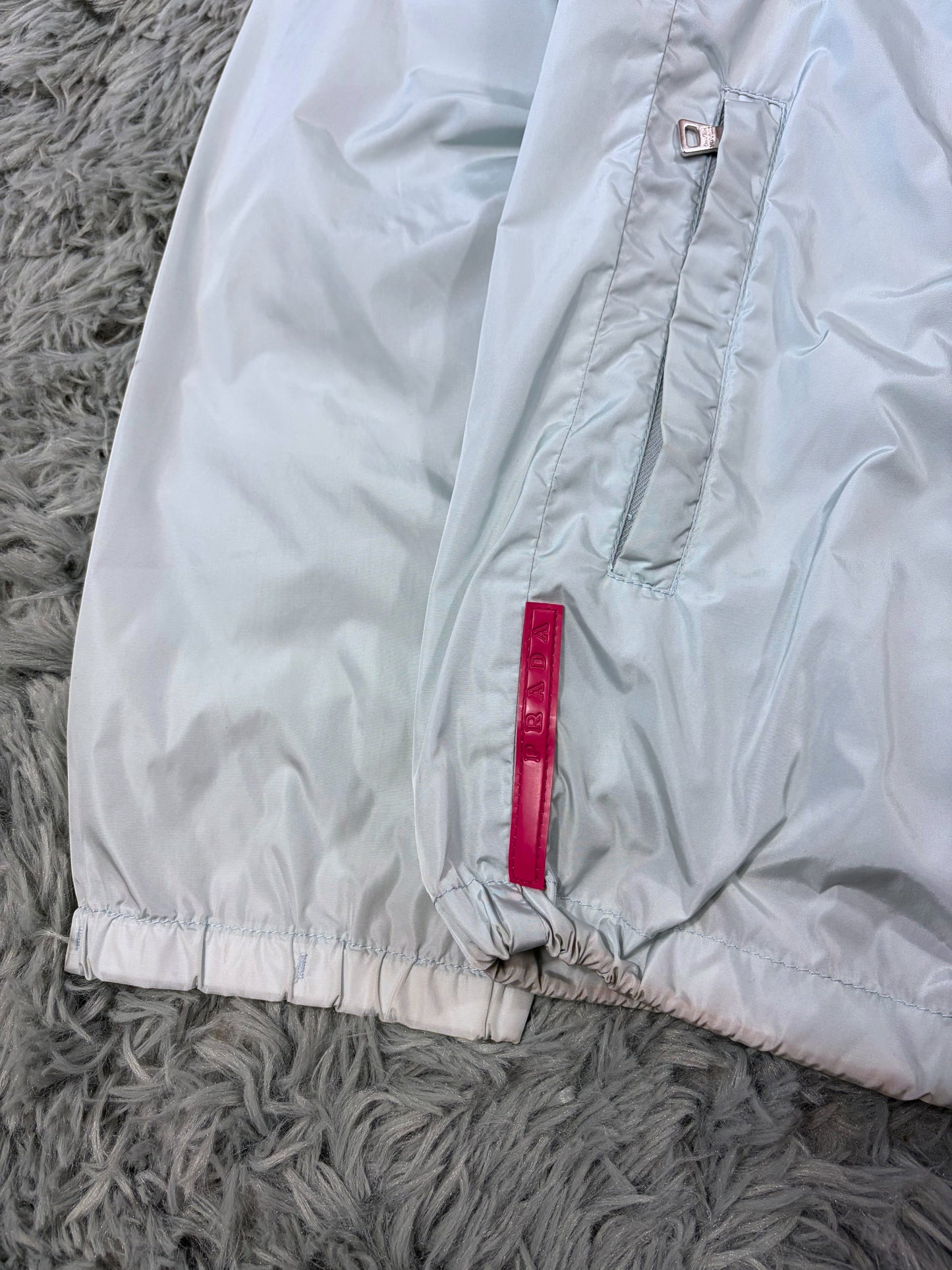 Prada Sport 00’s Ice Blue Contrast Detailed Nylon Windbreaker - M/L | O/S, Ice Blue