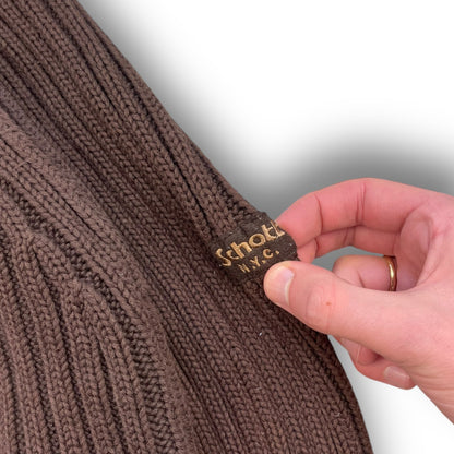 2000's Schott NYC Dual Zip Knitted Balaclava Hoodie (M) | Default Title, Brown