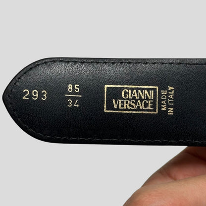 Gianni Versace 90’s Snakeskin Leather Greek Key Belt | O/S, Black
