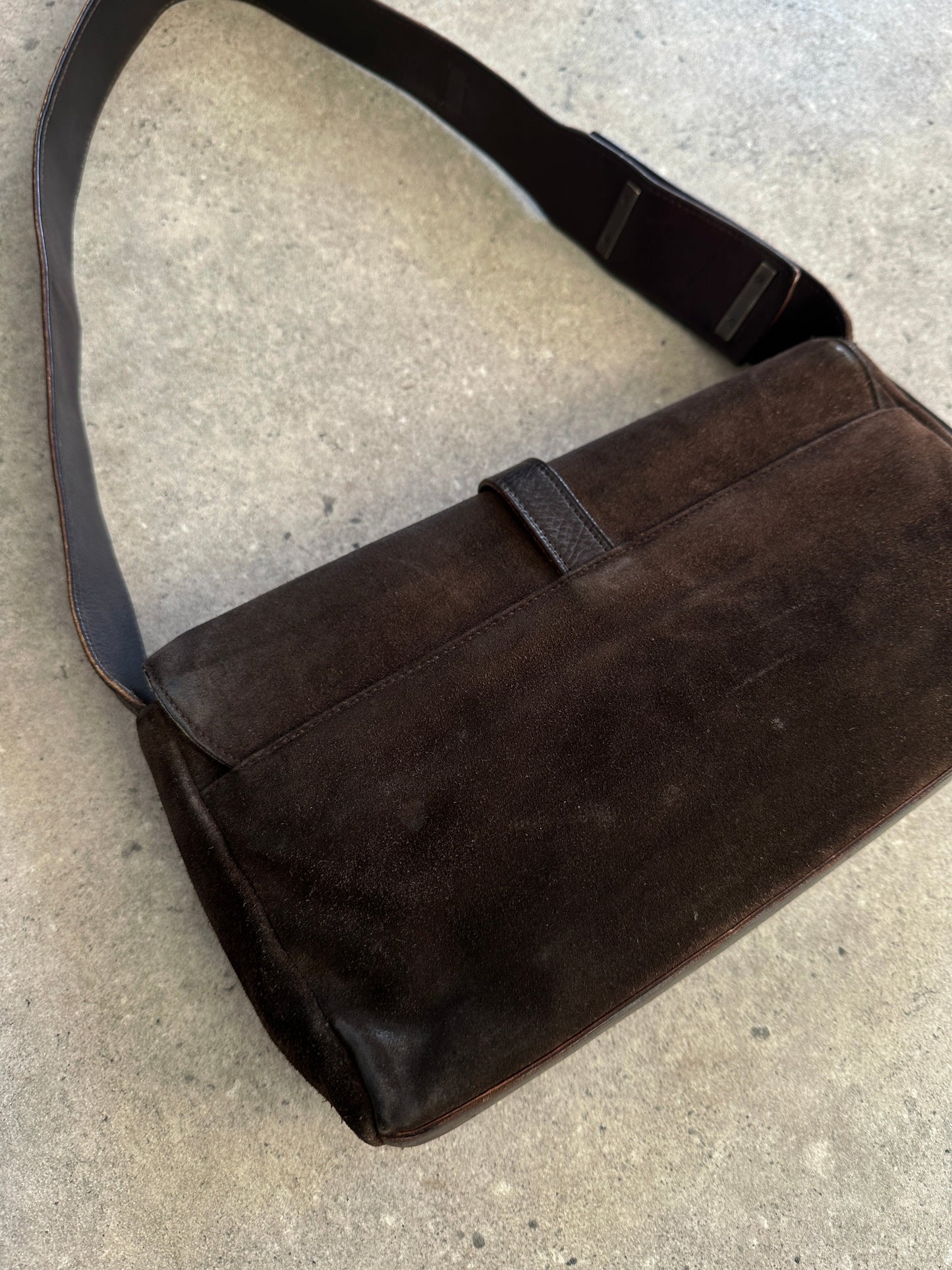 Yves Saint Laurent 00s Rive Gauche Suede Shoulder Bag