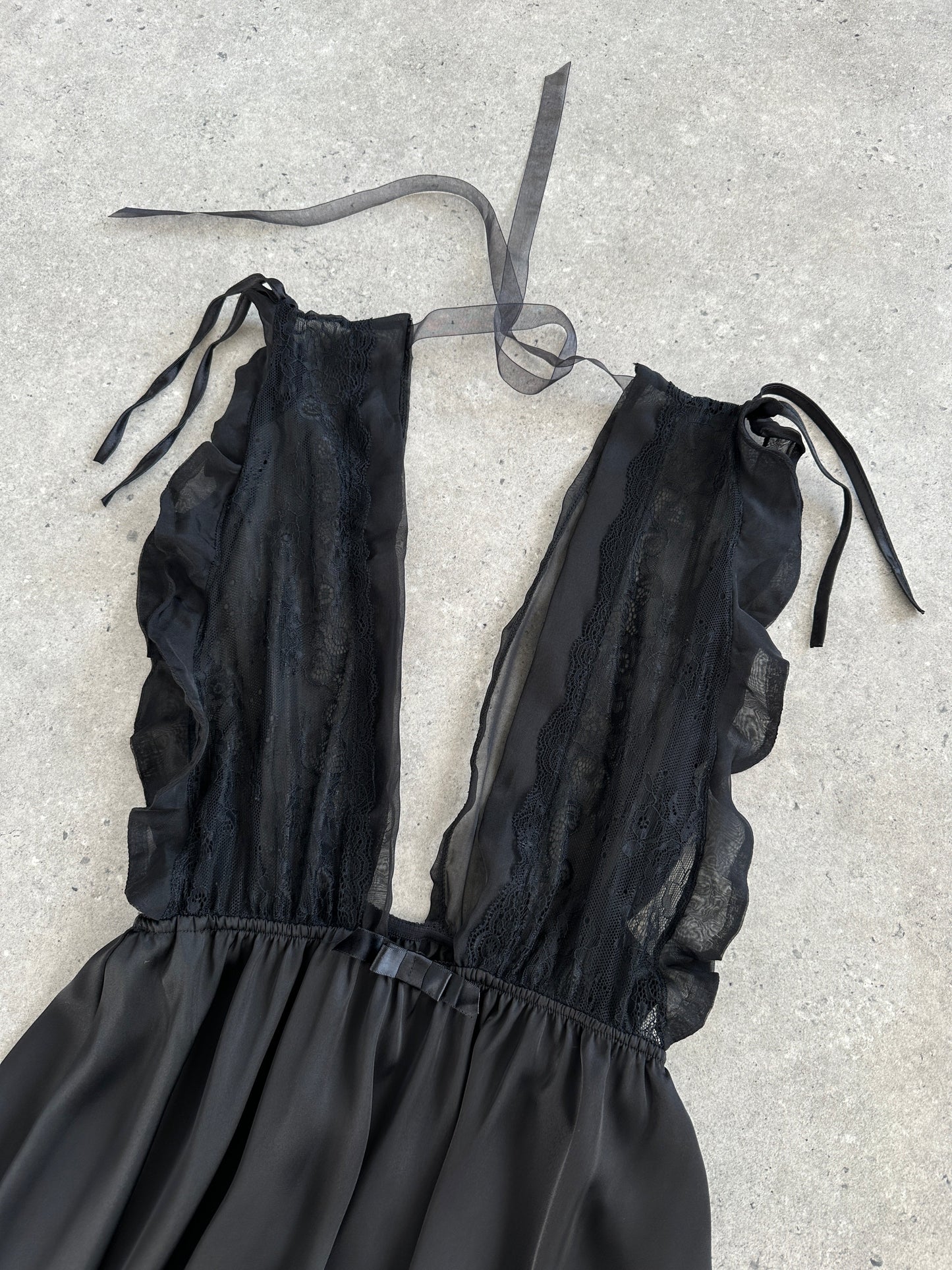 Vintage 2000s Lace Sheer Babydoll Satin Top - M