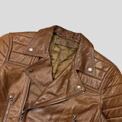 Neil Barrett 2012 Leather Padded Brown Multipocket Moto Jacket - S | Default Title, Brown