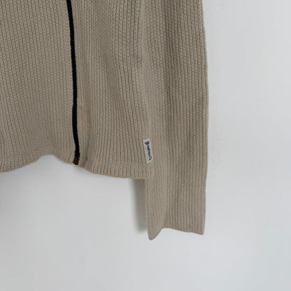1990s armani jeans off centre zip knit jumper | O/S, Beige
