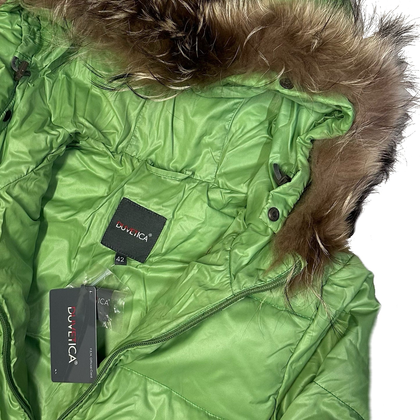 Duvetica Fur Hood Women’s Puffer Jacket In Green ( M )