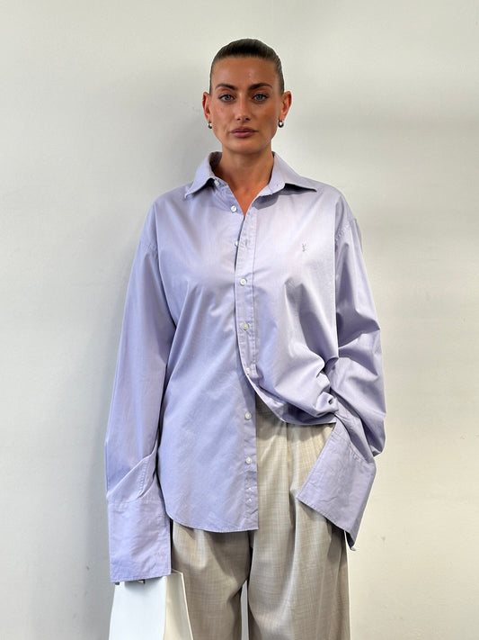 Yves Saint Laurent Pour Homme 2000s Cotton Logo Dress Shirt - XL