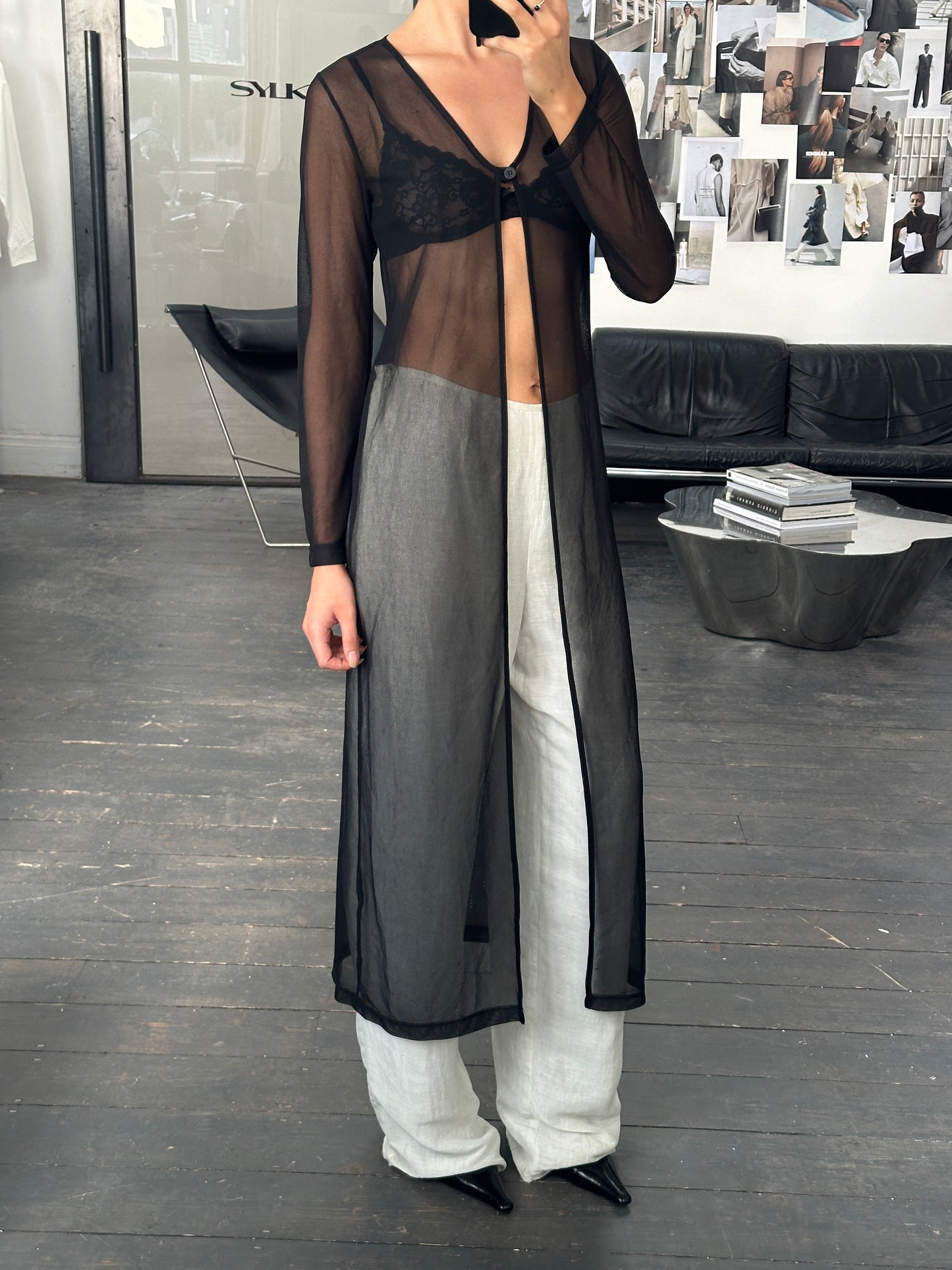 Vintage 2000s Sheer Floor Length Cardigan - S/M