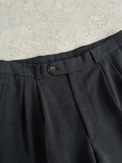 Vintage High Waisted Woven Pleated Trousers - W30