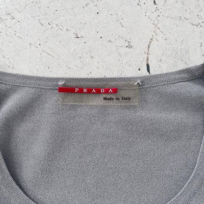 fw1999 prada sport boatneck side pocket knit top | Gray, Blue