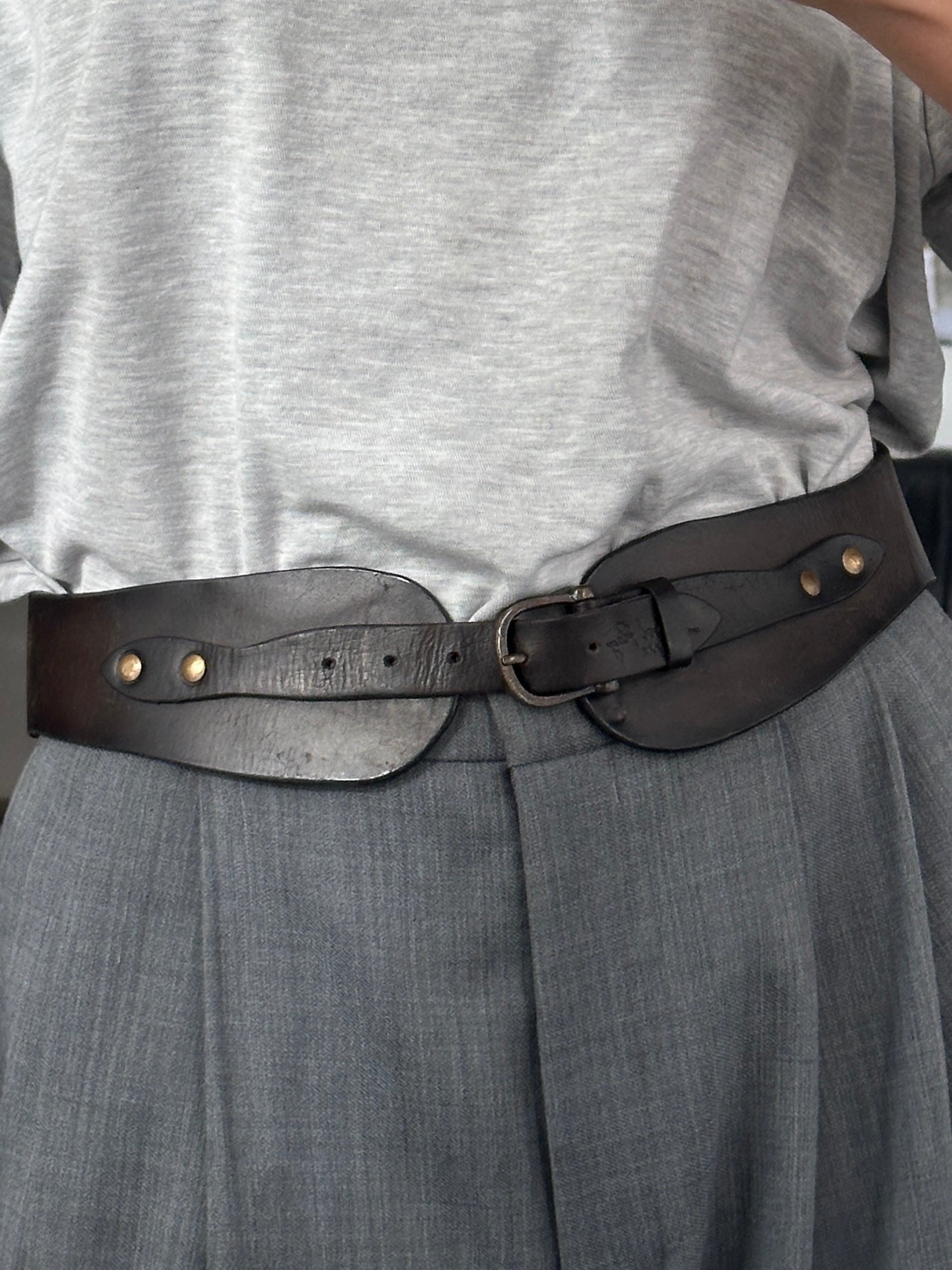 Vintage 1990s Chunky Leather Belt - W29-33