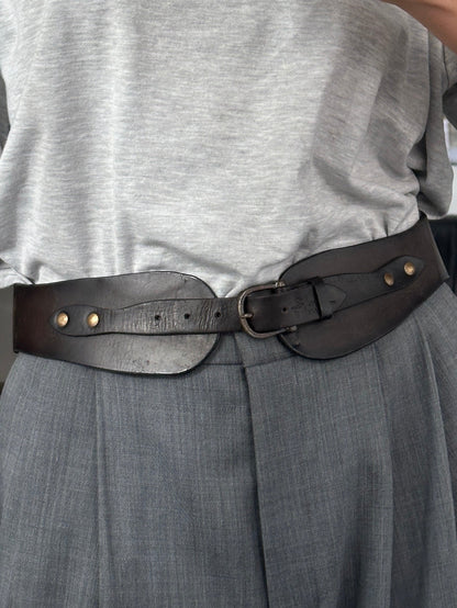 Vintage 1990s Chunky Leather Belt - W29-33