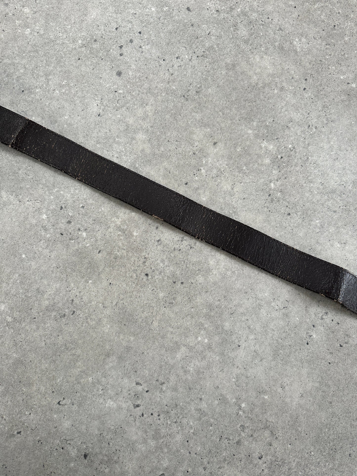 Vintage 1990s Chrome Distressed Leather Belt - W31-35