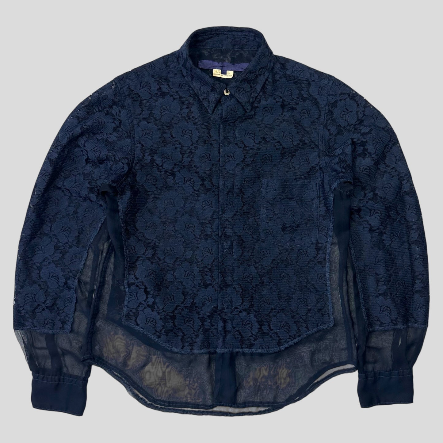 Comme Des Garçons 00’s Sheer Mesh Floral Lace Shirt - S/M
