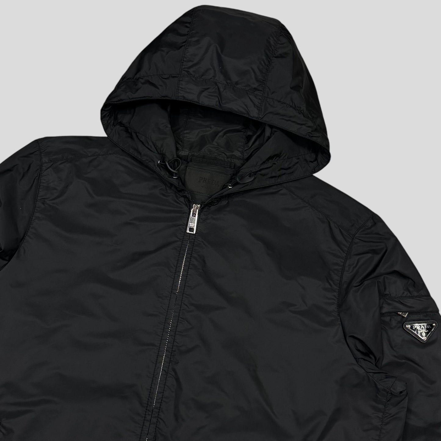 Prada Milano 2014 Nero Black Nylon Windbreaker - L