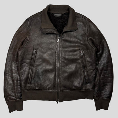 Prada Milano 00’s Leather Sheepskin Fur Full Lined Bomber Jacket - IT52 (L)