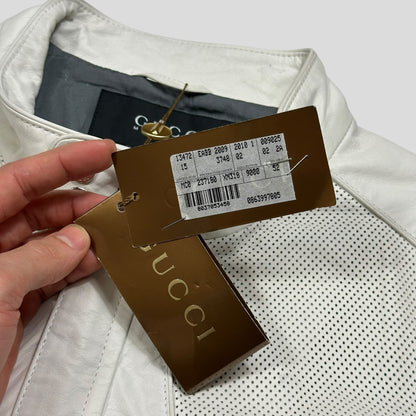 Gucci 2010 Nappa Leather Café Racer Perforated Panelled Biker Jacket - IT52 (M) | Default Title, Red