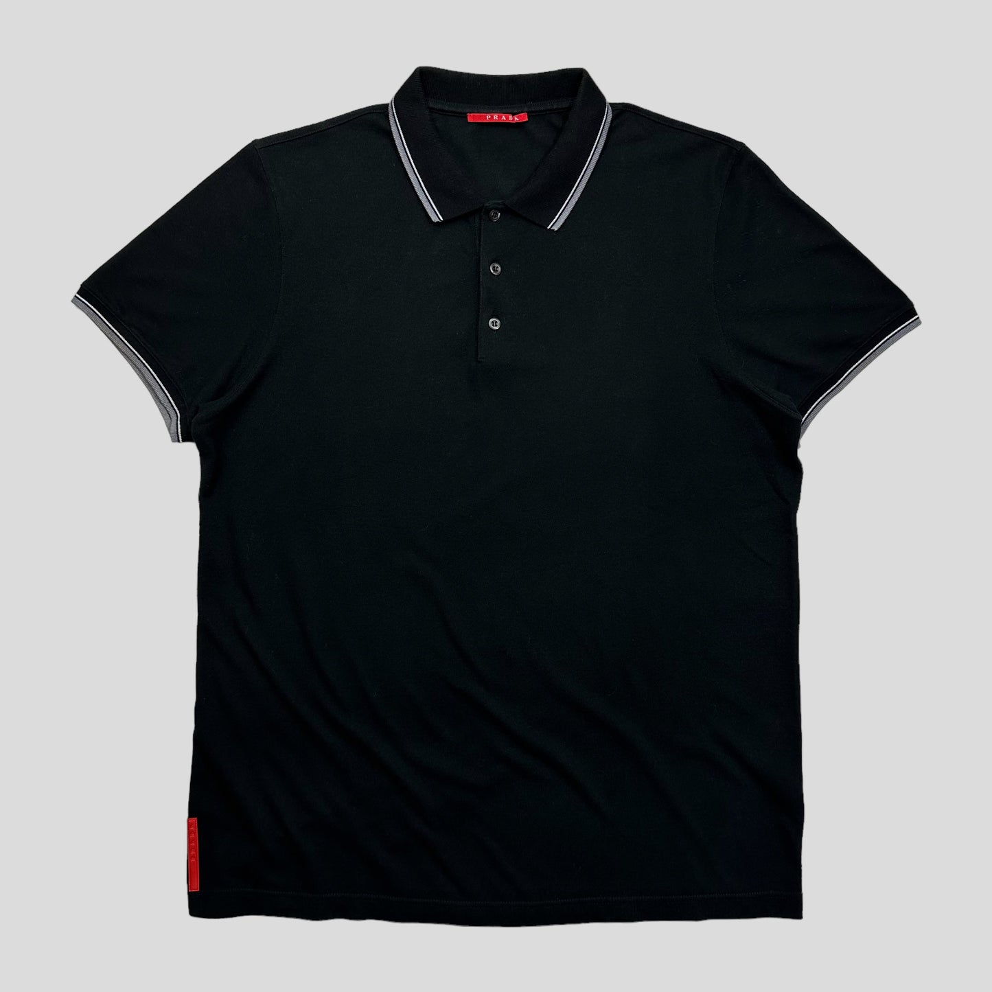 Prada Sport 2009 Red Tab Black Polo Shirt - XL