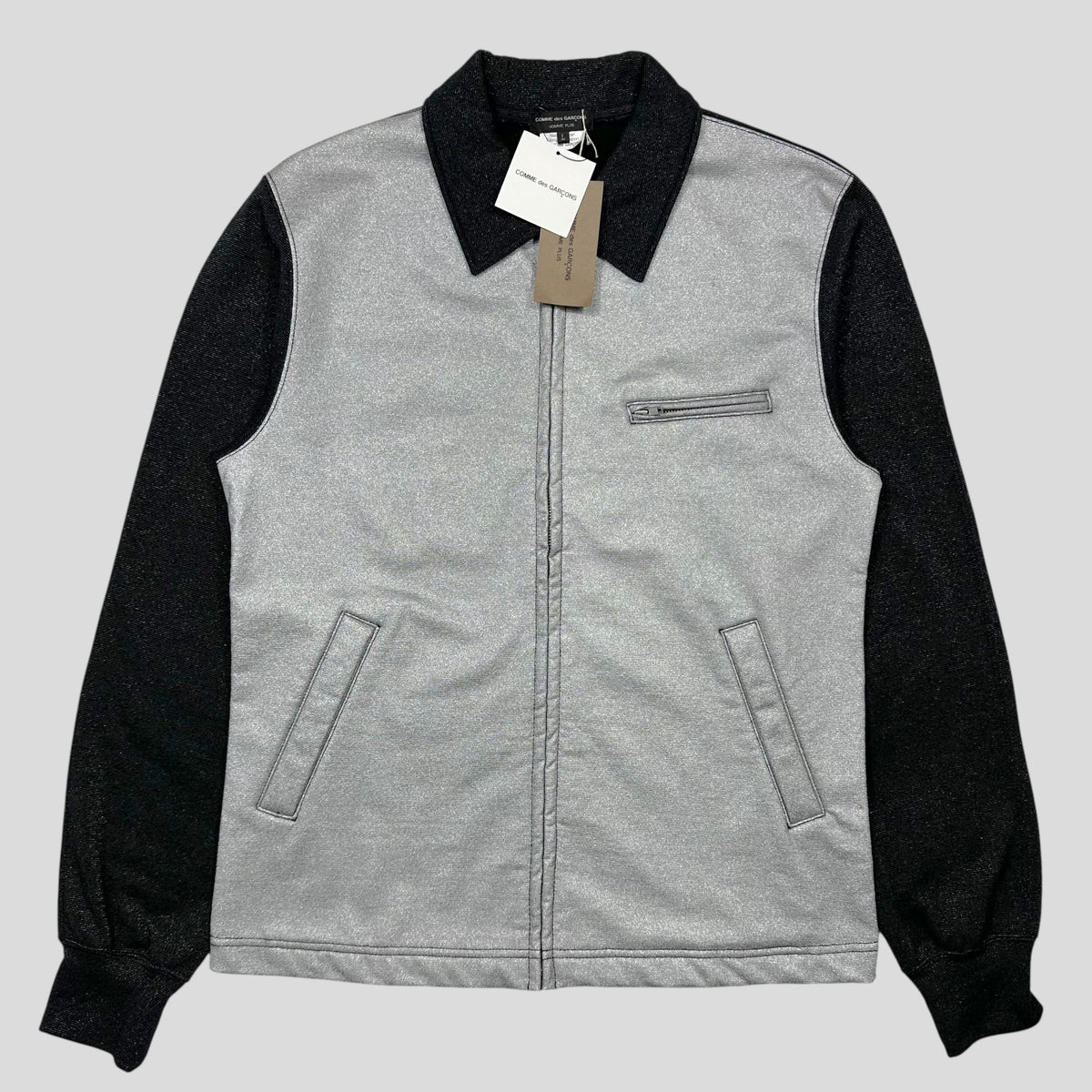 CDG Homme 2011 Silver Glitter Tri-pocket Work Jacket - L (M) | Grey