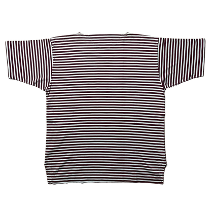S/S 1987 Wine Red & White Stripe Centre Compass Breton T-shirt