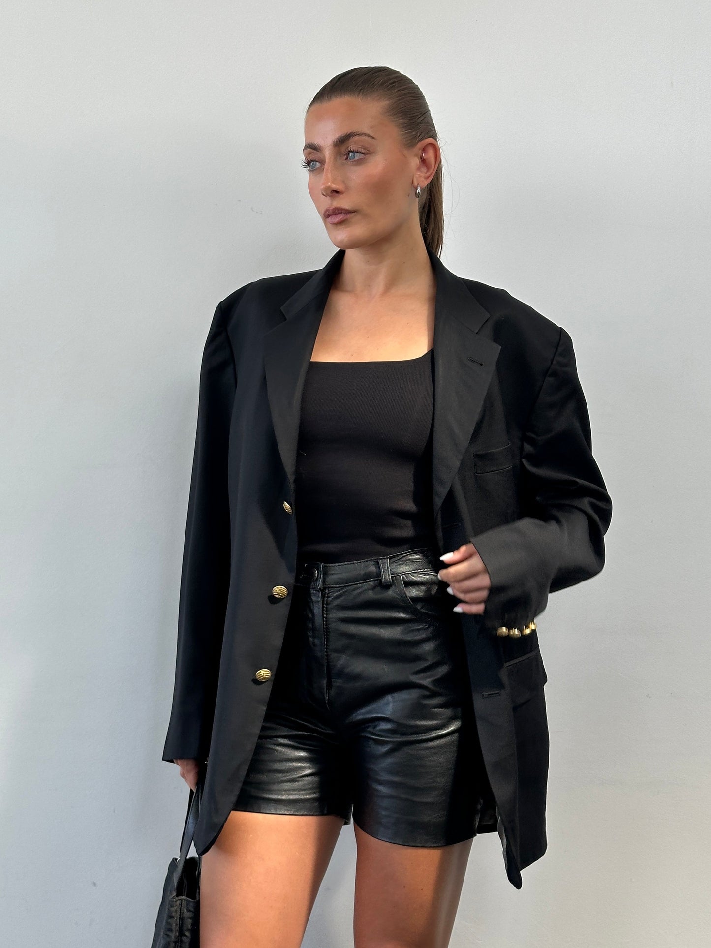 Vintage Leather High Waisted Mini Shorts - W27