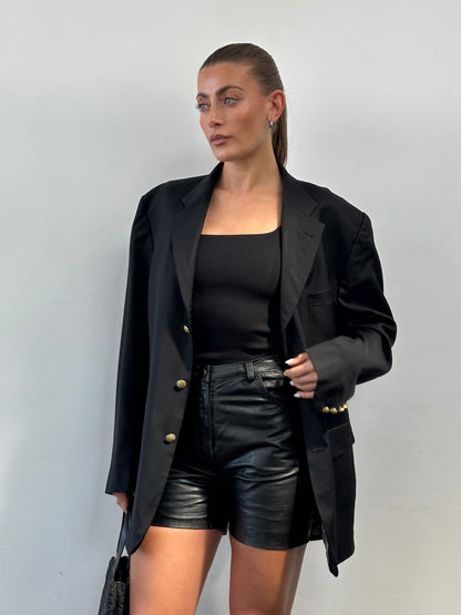 Vintage Leather High Waisted Mini Shorts - W27