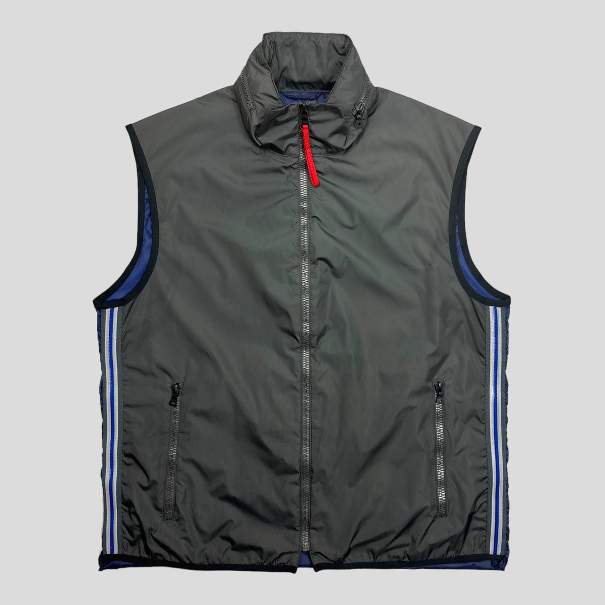 Prada Sport SS00 Gel Seam Convertible Nylon Gilet - IT52 | Large, Grey