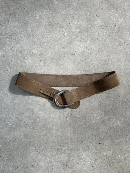 Vintage 1990s Circular Buckle Suede Belt - W38-42