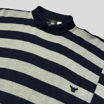 Emporio Armani 80’s Striped Wool Convertible Collar Knit Jumper - L | Default Title, Multicoloured